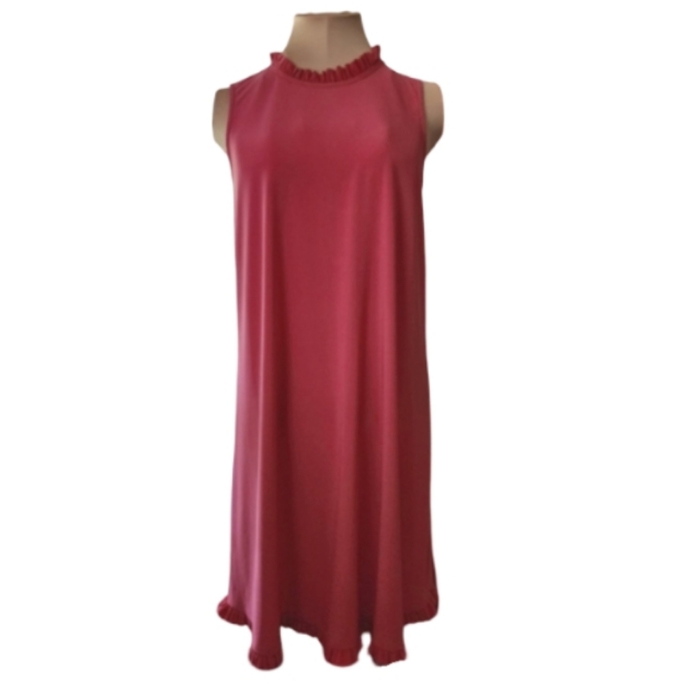 Tash & Sophie Coral Ruffle Midi Dress Women's Medium‎